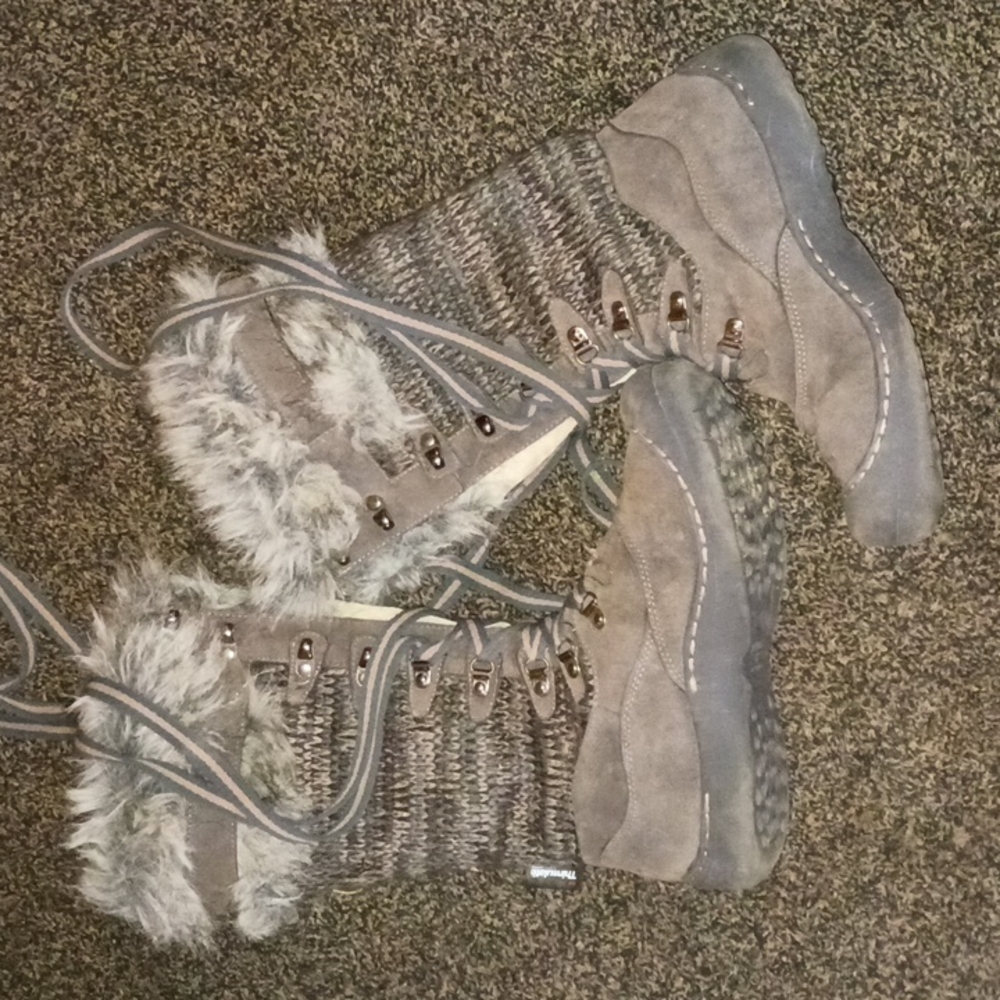 Mukluks Faux Fur Sherpa Knee High Knit Insulated Waterproof Lace Up Winter Boots